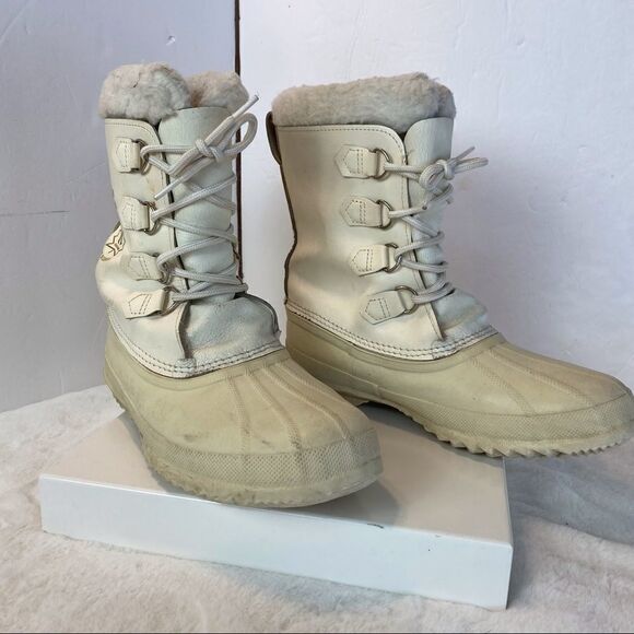 Sorel Manitou Made in Canada Vintage Caribou Winter White Boots Size 9 - Picture 2 of 15